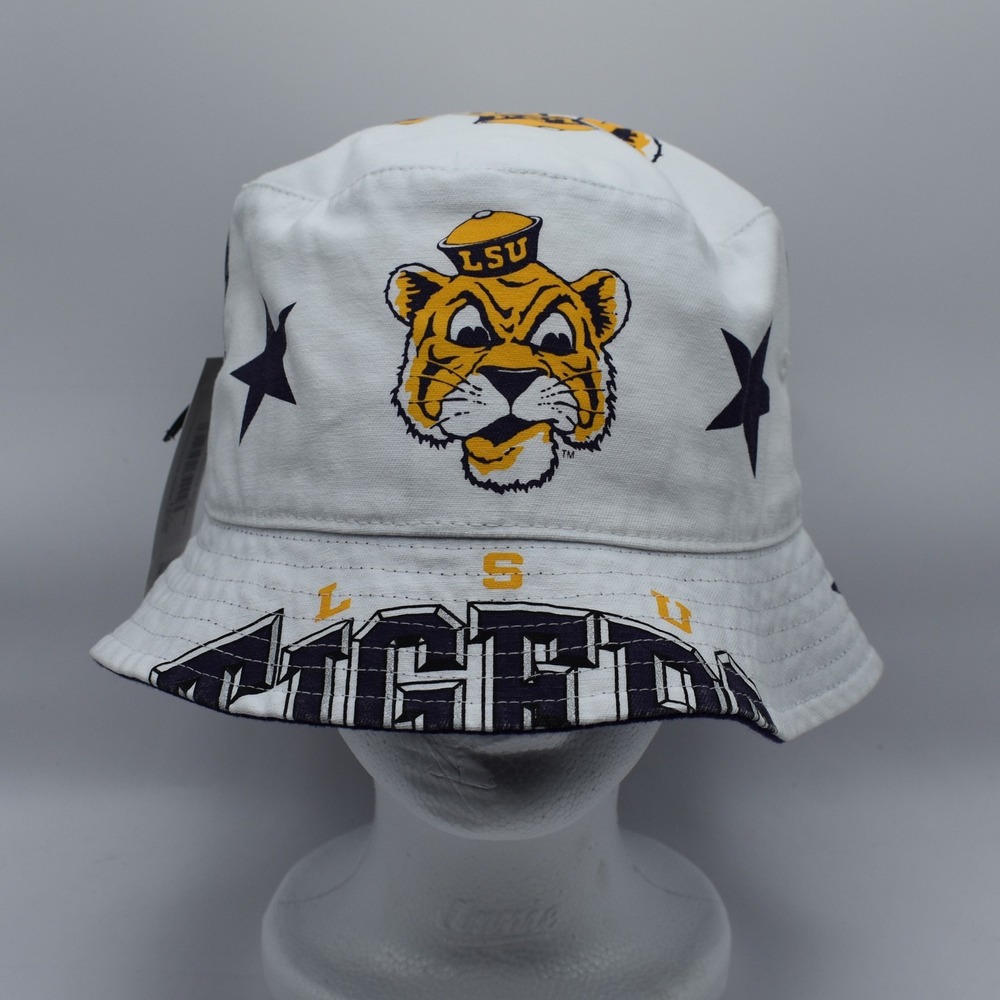 '47 Brand LSU Tigers Womens Energize Bucket Hat NCAA OSFM White Purple Gold NWT